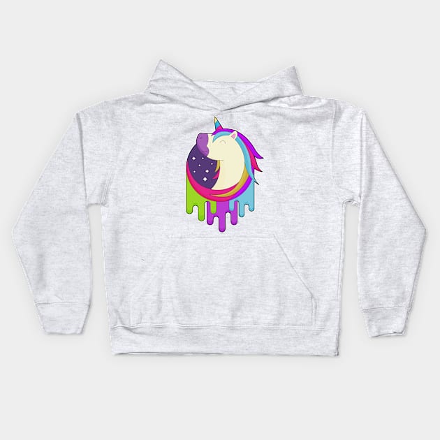 Unicorn Stars Space Kids Hoodie by Markus Schnabel